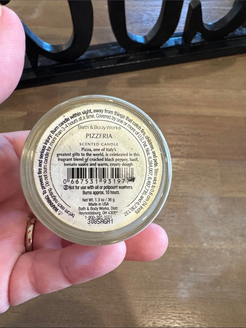 Bath & Body Works Pizzeria Candle in cream with Silver Lid
